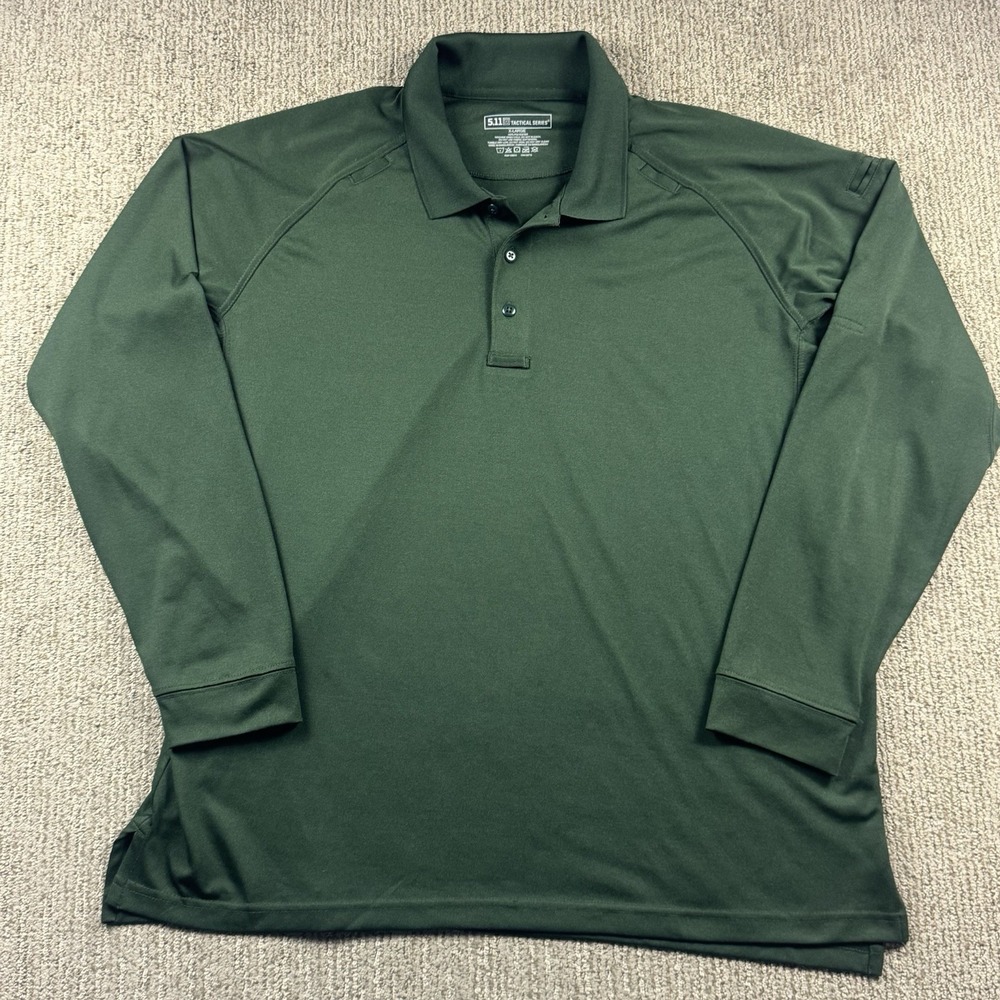 5.11 Tactical Mens XL Performance Long Sleeve Polo Shirt Green